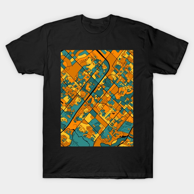 Mississauga Map Pattern in Orange & Teal T-Shirt by PatternMaps